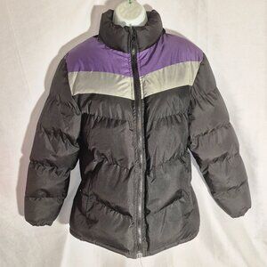 Climate concepts insulated puffer style jacket, black and purple in size Medium